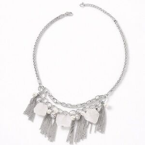 White Crystal Quartz Bib Necklace Goldtone Statement Austrian Crystal